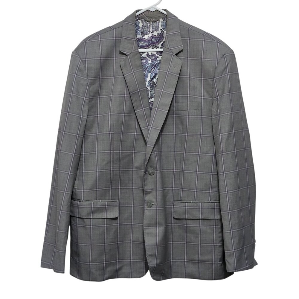 Men's Custom Tailored Grey Purple & White Plaid 2 Button Sports Jacket Blazer